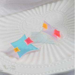 Star Stud Earring 1 Pair - Light Blue - One Size
