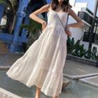 Set: Lace Camisole Top + Strappy Midi A-line Dress
