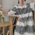 Elbow-sleeve Tie Dye T-shirt Dress