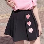 Mini Heart Embroidered Pleated Skirt