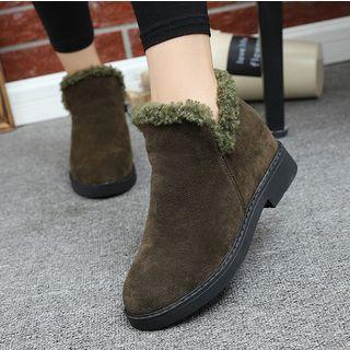 Faux Suede Fleece-lined Ankle Boots