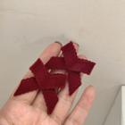 Flocking Bow Fabric Earring 1 Pair - Wine Red - One Size