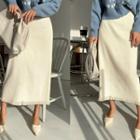Fringed H-line Maxi Skirt Ivory - One Size