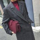 Notched-lapel Check Houndstooth Long Coat