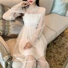 Lace Dot Long-sleeve Dress As Figure - One Size