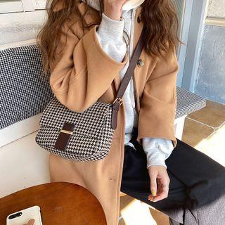 Houndstooth Crossbody Bag Coffee - One Size