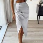 High-waist Satin Slit Midi Skirt