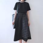 Check Panel Midi A-line Skirt As Shown In Figure - One Size