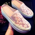 Embroidered Platform Mules