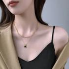 Square Acrylic Pendant Layered Alloy Necklace Double Layer Necklace - Gold - One Size