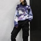 Round-neck Galaxy Printed Pullover
