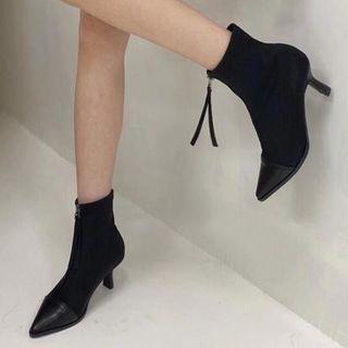 High-heel Pointed Toe Short Boots