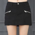 Zip-pocket Inset Shorts Miniskirt