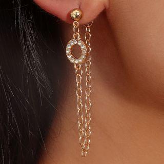 Rhinestone Chained Alloy Dangle Earring