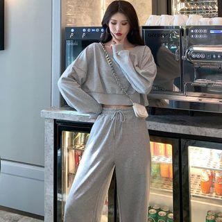 Set: Cropped Pullover + Wide Leg Pants