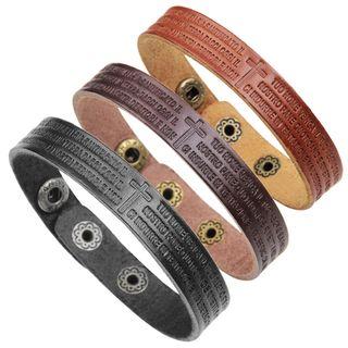 Genuine Leather Bible Phrase Embossed Bracelet