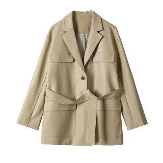 Faux Leather Single Breasted Jacket