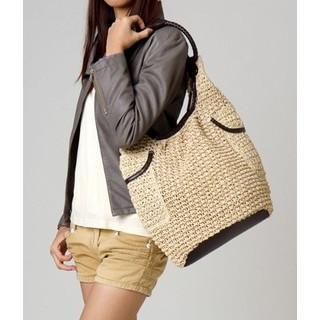 Woven Hobo Bag Light Beige -one Size