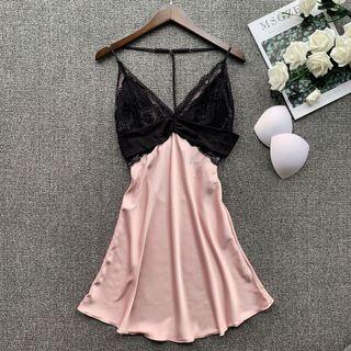 Spaghetti Strap Lace Panel Sleep Dress