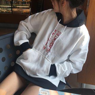 Embroidered Color Block Hoodie