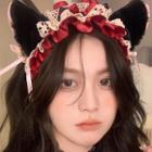 Fluffy Cat Ear Headband / Bell Ribbon Choker