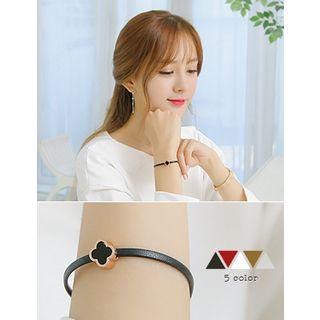 Clover Charm Faux-leather Bracelet