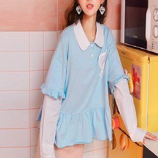 Mock Two-piece Long-sleeve Heart Top