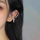 Chained Rhinestone Alloy Cuff Earring 1 Pair - A3040 - Silver - One Size