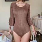 Flared-cuff Dotted Swimsuit