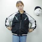 Bird Embroidered Bomber Jacket