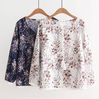Long-sleeve Floral Print T-shirt