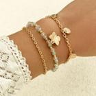 Set: Butterfly Bracelet + Chain Bracelet + Pendant Bracelet 2812 - Gold - One Size