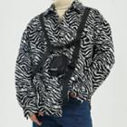Zebra Print Fleece Jacket With Pouch