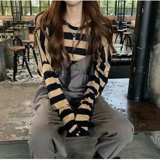 Striped Long-sleeve Loose-fit T-shirt / Loose-fit Jumper Pants
