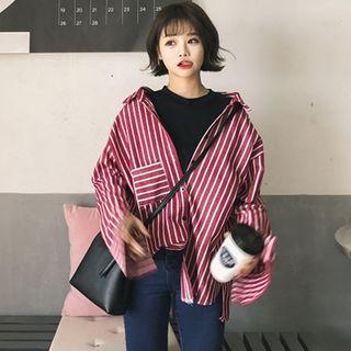 Pinstriped Mock Two Piece Blouse