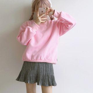 Set: Side-zip Sweatshirt + Accordion Pleat Skirt