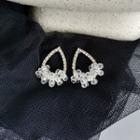 Rhinestone Faux Crystal Drop Earring 1 Pair - Silver & Transparent - One Size