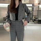 Plaid Double-breasted Blazer / Straight-cut Pants