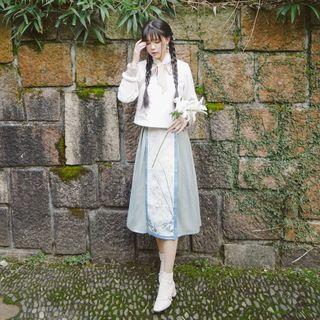 Hanfu Long-sleeve Midi Dress / Top / Waist Accessory