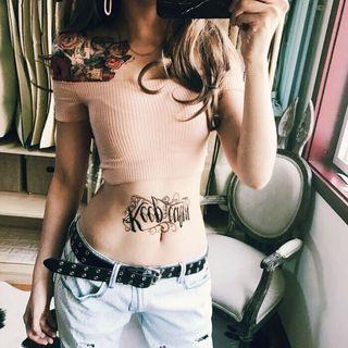 Off Shoulder Cropped Rib Knit Top