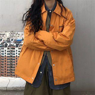 Lettering Long-sleeve Button Jacket