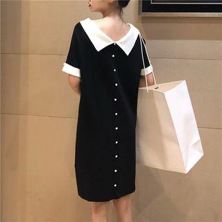 Short-sleeve Collar Knit Dress