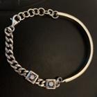 Rhinestone Alloy Bracelet Sl0699 - Silver - One Size