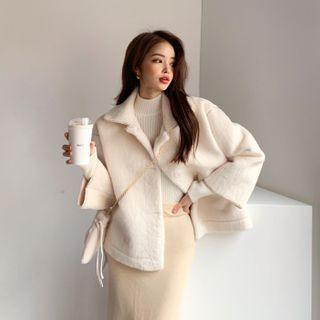 Faux-fur Jacket With Mini Chain Bag