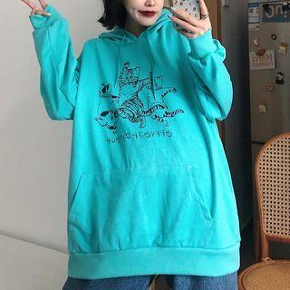 Cartoon Cat Print Hoodie