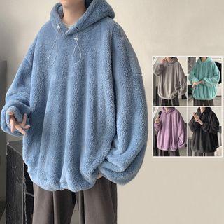 Plain Drawstring Fleece Hoodie
