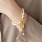 Chinese Characters Alloy Faux Pearl Bracelet Bracelet - Does Not Fade - White - One Size
