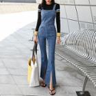 Slit Boot-cut Denim Jumper Pants