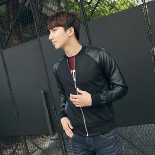 Zip-detail Faux-leather Jacket