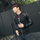 Zip-detail Faux-leather Jacket
